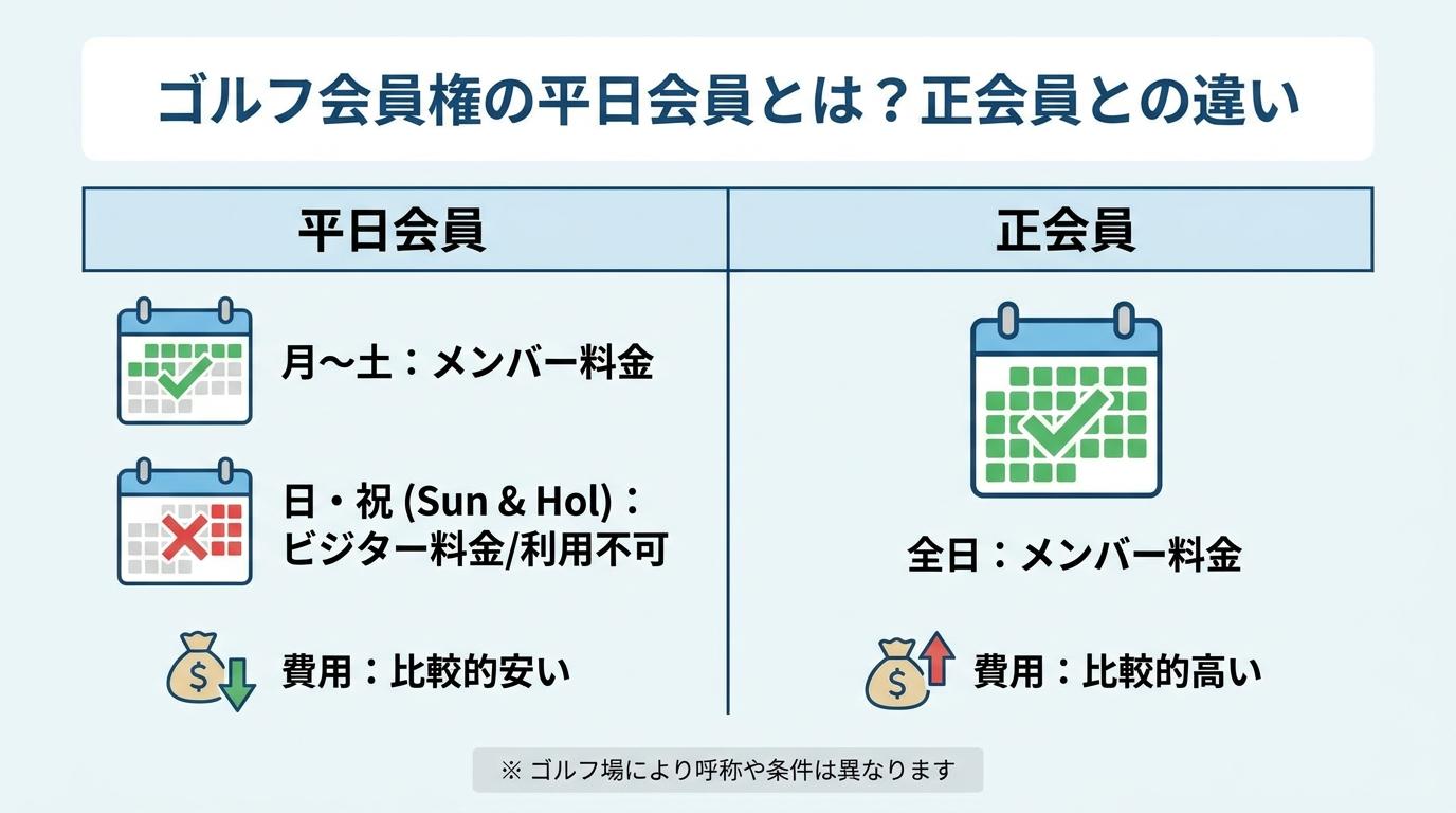 平日会員のデメリットと正会員との比較を示した図解